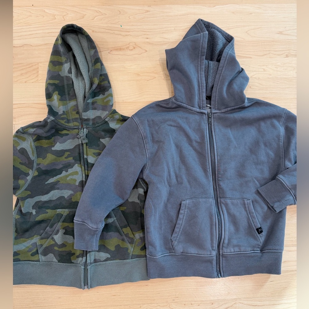 Target Kids Camouflage and Gray Zip-Up Hoodies